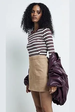 River Island Suedette Patch Pocket Mini Skirt
