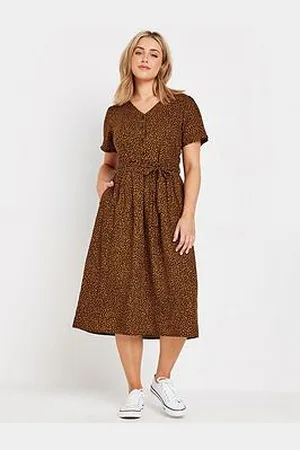 M&Co Animal Print Half Placket Midi Dress