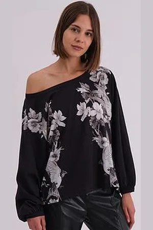 Religion Off The Shoulder Inversion Top With Swallow Placement Print