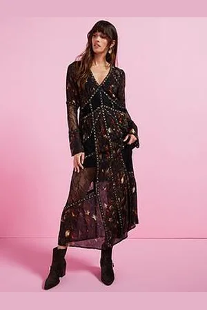 AllSaints Bryn Embellished Panelled Maxi Dress