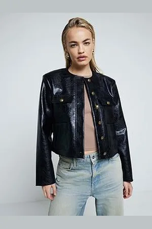 River Island Faux Leather Trophy Jacket