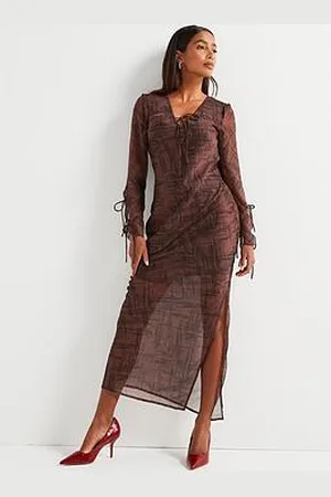 Very Tie Front Printed Midi Dress