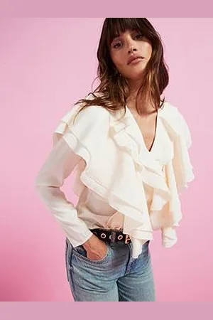 Very Soft Ruffle Long Sleeve Blouse - Buttermilk