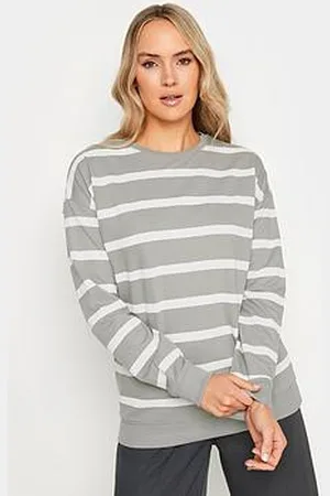 Long Tall Sally Tall Crew Neck White Stripe Sweatshirt