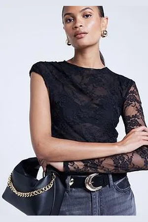 River Island Lace Draped Asymmetric Bodysuit