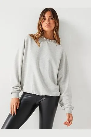 Very Oversized Diamante Trim Sweatshirt
