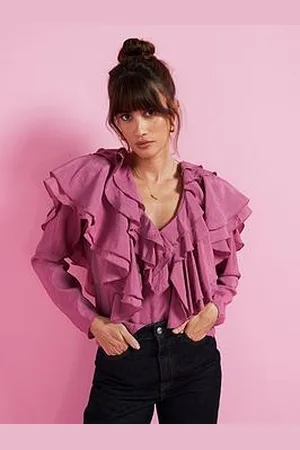 Very Soft Ruffle Long Sleeve Blouse - Pink