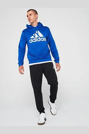 adidas Mens French Terry Hooded Tracksuit - Blue