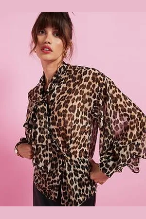 MANGO Leopard Print Pussy Bow Blouse - Multi