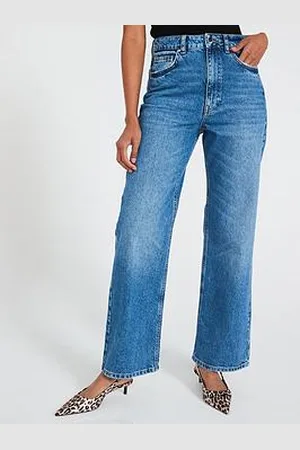 Very High Waist Wide Leg Jeans - Midi Wash