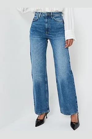 Very High Waist Wide Leg Authentic Jeans - Midi Wash