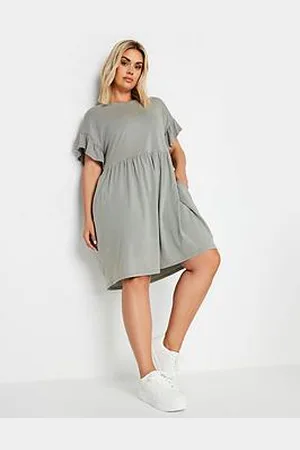 Yours Curve Frill Acid Wash Dress