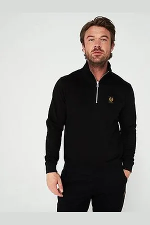 Belstaff Left Chest Patch Logo Regular Fit 1/4 Zip Sweatshirt