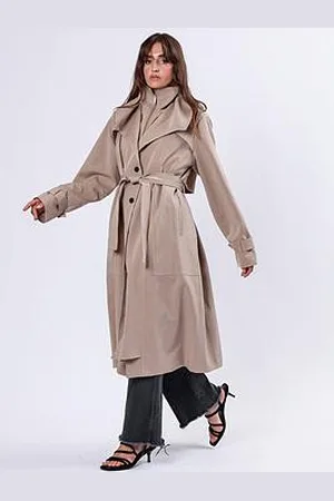 Religion Spirit Maxi Trench Coat With Draped Double Layer And Belt
