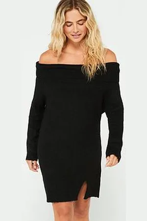 In The Style Bardot Foldover Knitted Jumper Dress