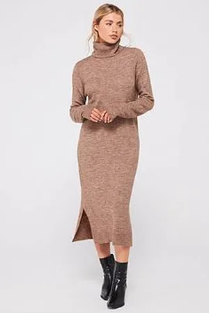 Pieces® Roll Neck Midi Knitted Dress