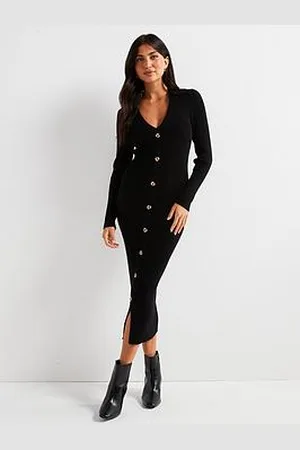 Everyday Basic Collared Button Front Midi Dress
