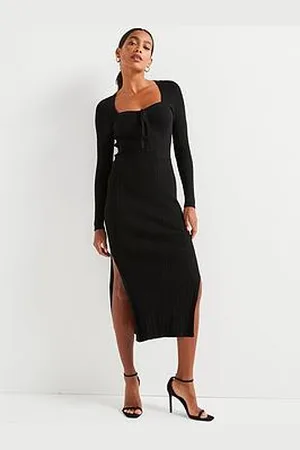 Very Ruched Front Knitted Pencil Dress
