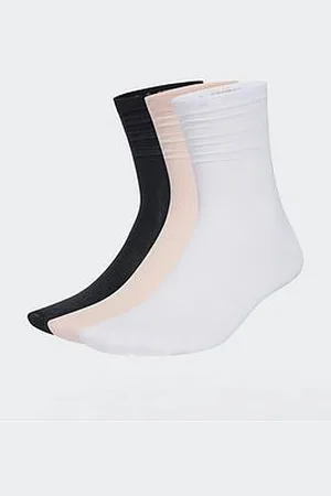 adidas Unisex 3 Stripe Crew Sock - 3 Pack - Black/White/Pink
