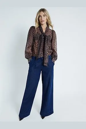 River Island Tailored Baggy Jeans - Dark Denim