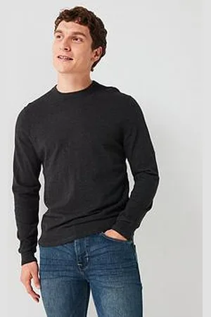 Everyday Basic Cotton Rich Crew Neck Knitted Jumper - Charcoal