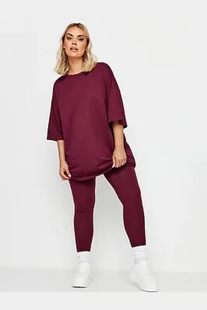 Yours Curve Leggings - Burgundy&Rsquo;
