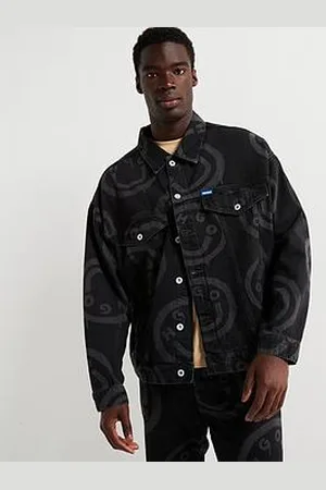 HUGO BOSS Blue Wes Relaxed Fit Smiley Print Denim Jacket