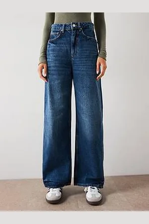 MANGO Seam Detail Wide Leg Jeans