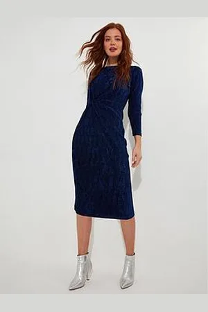 Joe Browns Vivian Stretch Velour Dress - Blue
