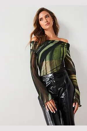 MANGO Mesh Off The Shoulder Blouse