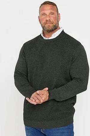 BAD RHINO Cable Knit Mock Shirt Knitted Jumper