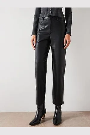 MANGO Leather-Effect Straight Trousers