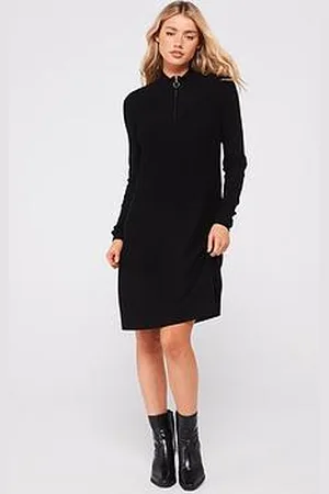 VERO MODA Zip Neck Knitted Midi Dress