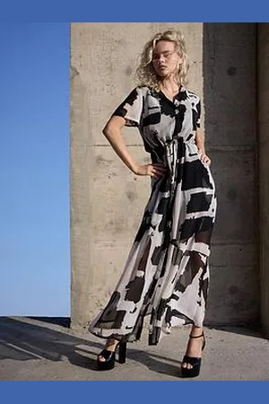 Religion Blossom Maxi Shirt Dress - Black