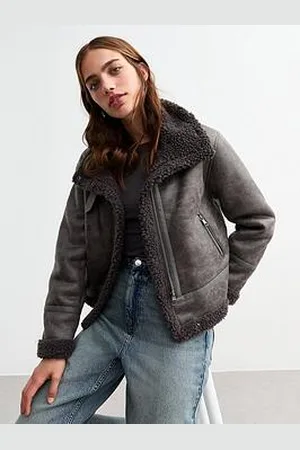 New Look Faux Leather Cropped Aviator Jacket