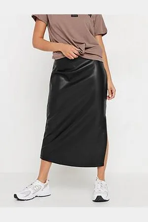 PixieGirl Petite Pu Maxi Side Split Skirt