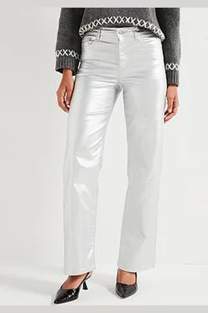 ONLY Metallic Coated Straight Leg Jeans