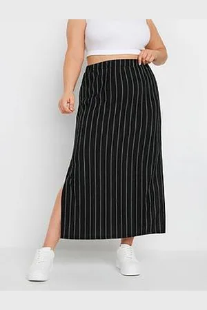 Yours Curve Pinstripe Textured Tube Skirt