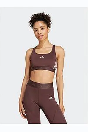 adidas Womens Training Power Mid Support Hyperglam Sports Bra - Brown