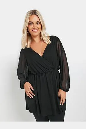 Yours Curve Mesh Sleeve Wrap Top