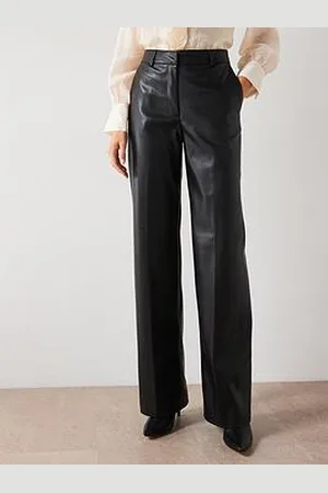 MANGO Leather-Effect Straight Trousers
