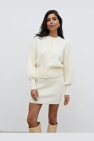 Pretty Lavish Etta Knit Bomber Jacket Cardigan - Cream