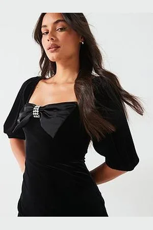 Very Bow Front Velvet Midi Dress