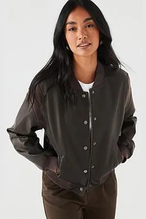 Very Distressed Faux Leather Bomber Jacket