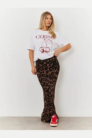 In The Style Leopard Print Mesh Maxi Skirt