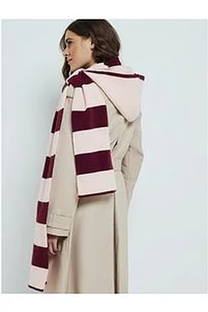 River Island Striped Knitted Hooded Scarf - Dark