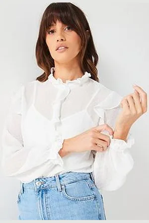 Very Dobby Frill Long Sleeve Blouse