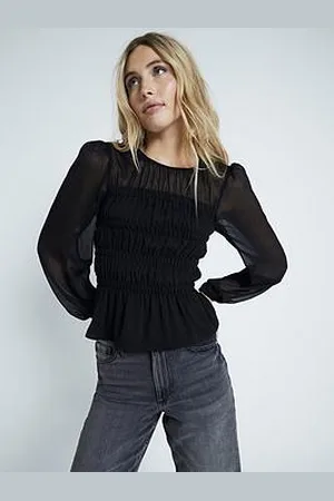 River Island Shirred Chiffon Blouse