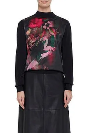 Ted Baker Tabithr Printed Woven Front Long Sleeve Sweater