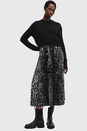 AllSaints Jinx 2-In-1 Printed Pleated Maxi Dress